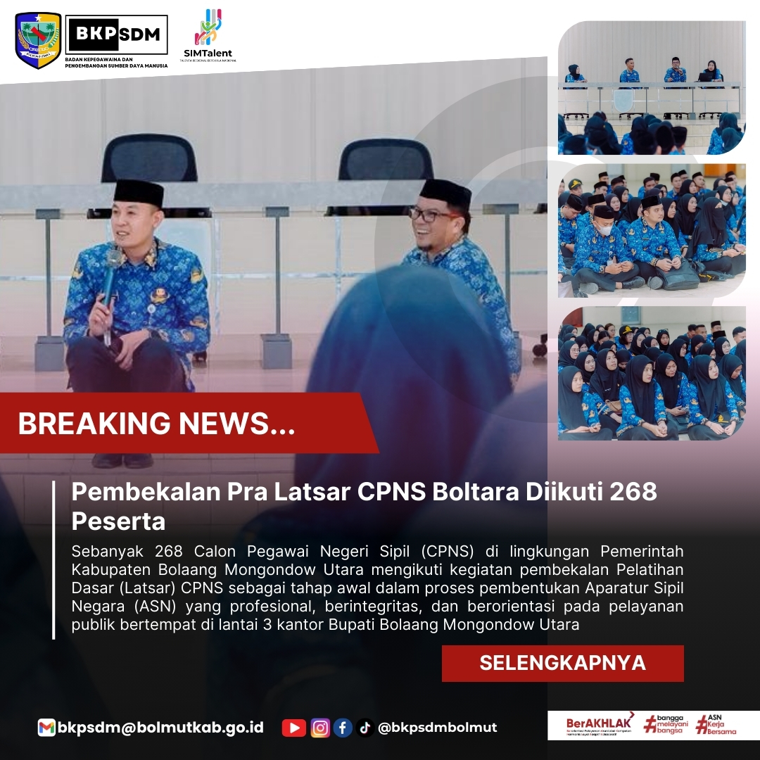 Pembekalan Pra Latsar CPNS Boltara Diikuti 268 Peserta