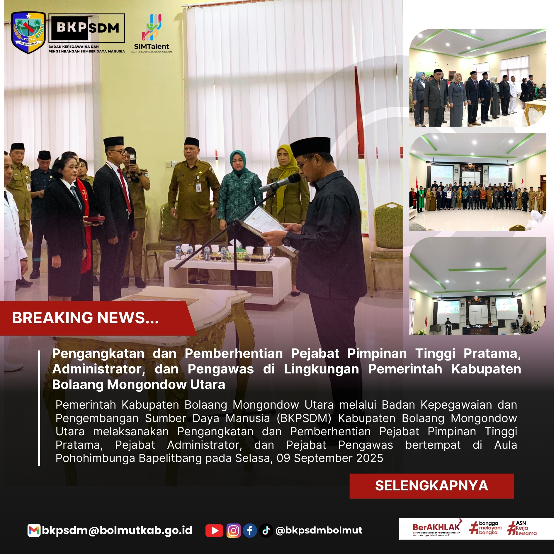 Pengangkatan Dan Pemberhentian Pejabat Pimpinan Tinggi Pratama, Administrator, Dan Pengawas Di Lingkungan Pemerintah Kabupaten Bolaang Mongondow Utara