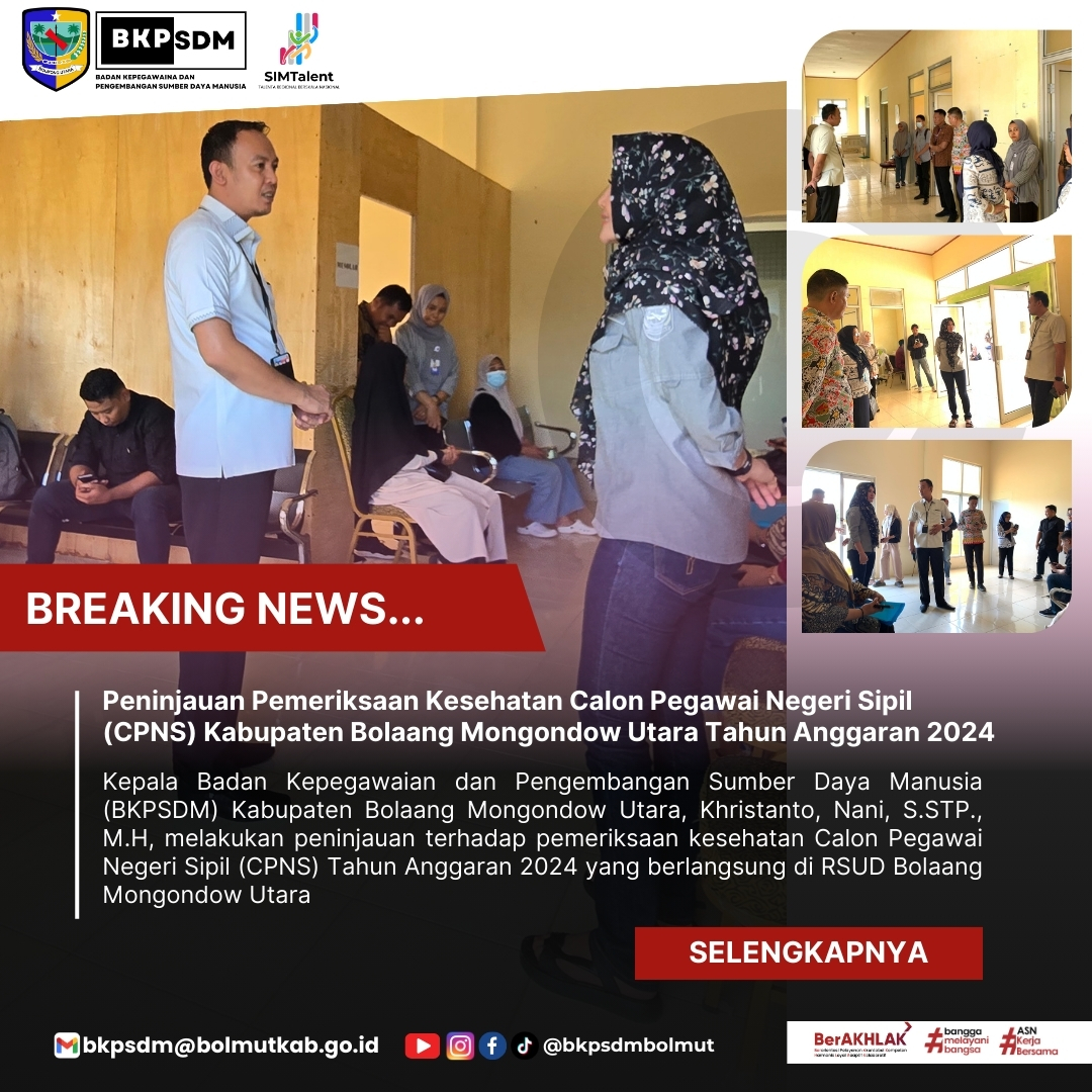 Peninjauan Pemeriksaan Kesehatan Calon Pegawai Negeri Sipil (CPNS) Kabupaten Bolaang Mongondow Utara Tahun Anggaran 2024