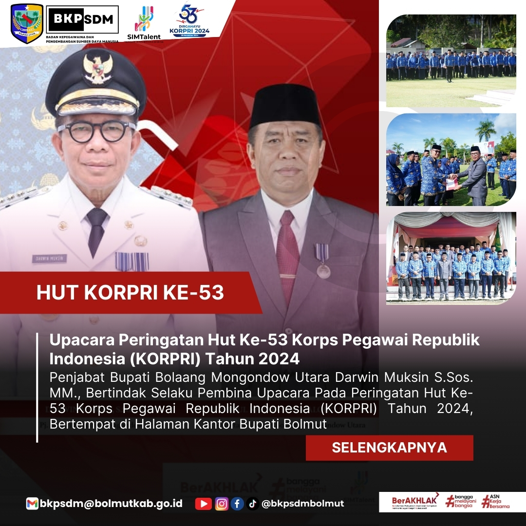 Upacara Peringatan Hut Ke-53 Korps Pegawai Republik Indonesia (KORPRI) Tahun 2024