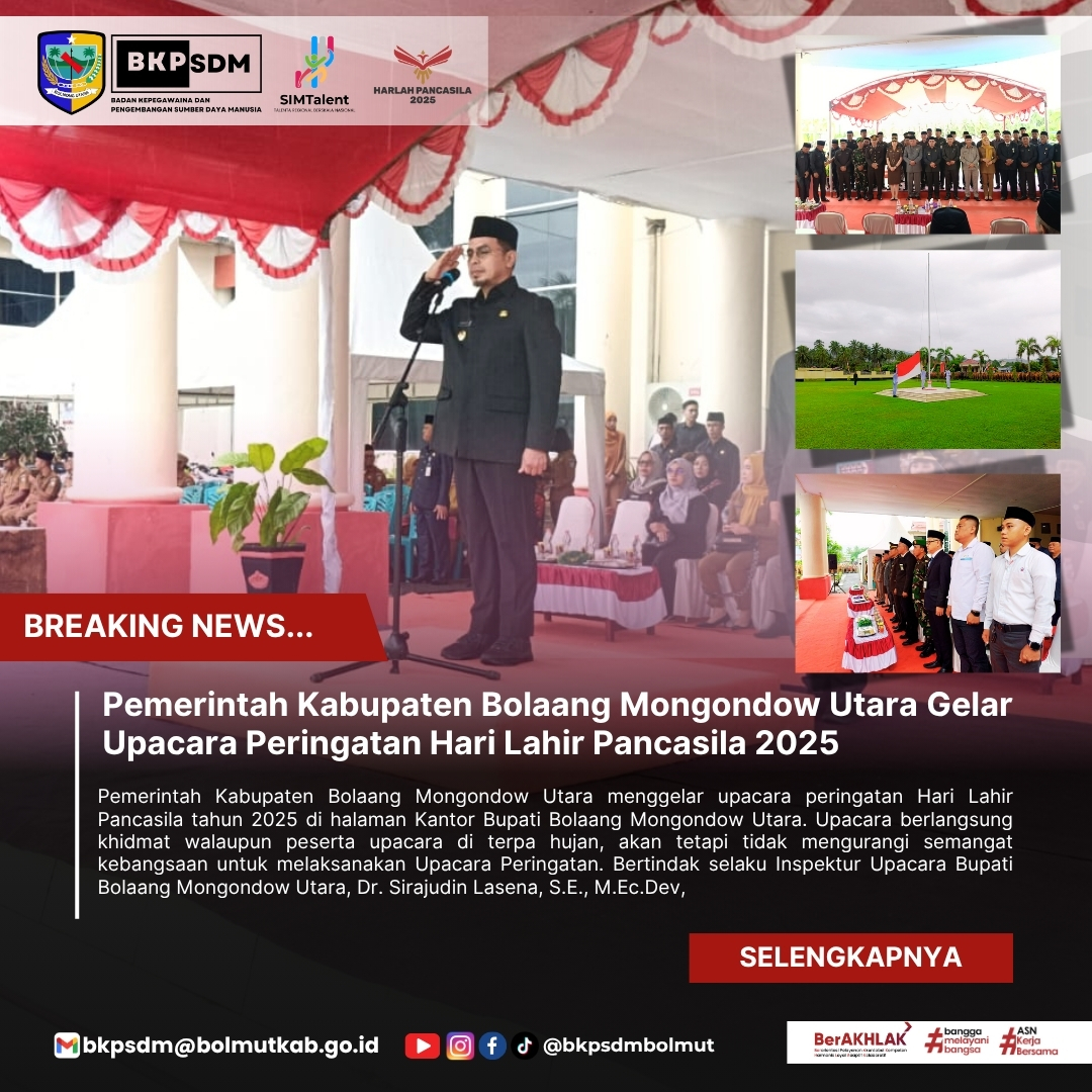 Pemerintah Kabupaten Bolaang Mongondow Utara Gelar Upacara Peringatan Hari Lahir Pancasila 2025
