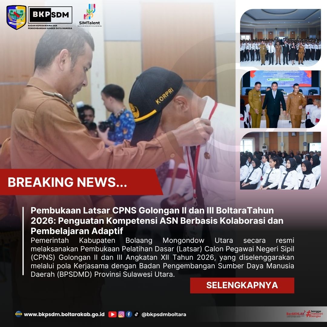 Pembukaan Latsar CPNS Golongan II Dan III Boltara Tahun 2026: Penguatan Kompetensi ASN Berbasis Kolaborasi Dan Pembelajaran Adaptif