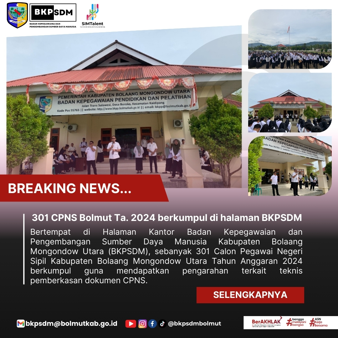 301 CPNS Bolmut T.A 2024 Berkumpul Di BKPSDM Bolmut